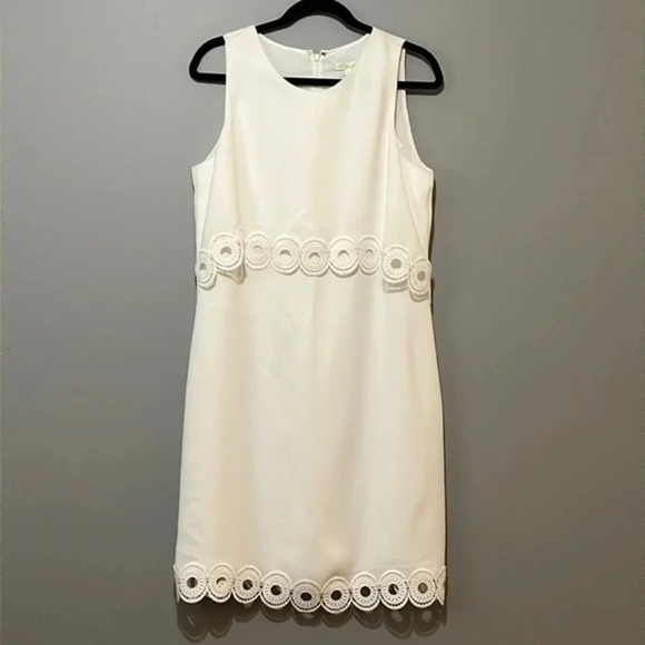 Shoshanna | NEW Popover white optic shift dress Scalloped‎ Lace women’s size 12 - Picture 3 of 11
